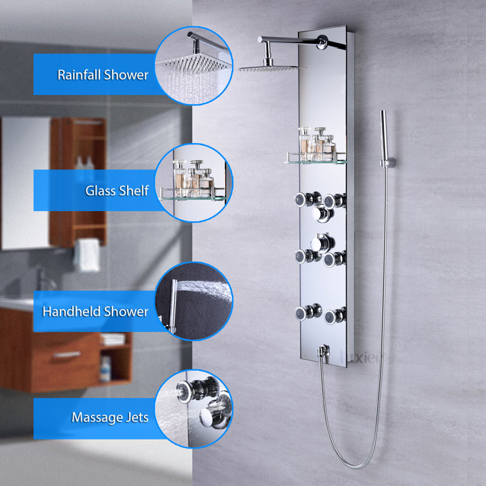 Luxier 51" MultiFunction Pressure Balanced Rainfall Shower Panel